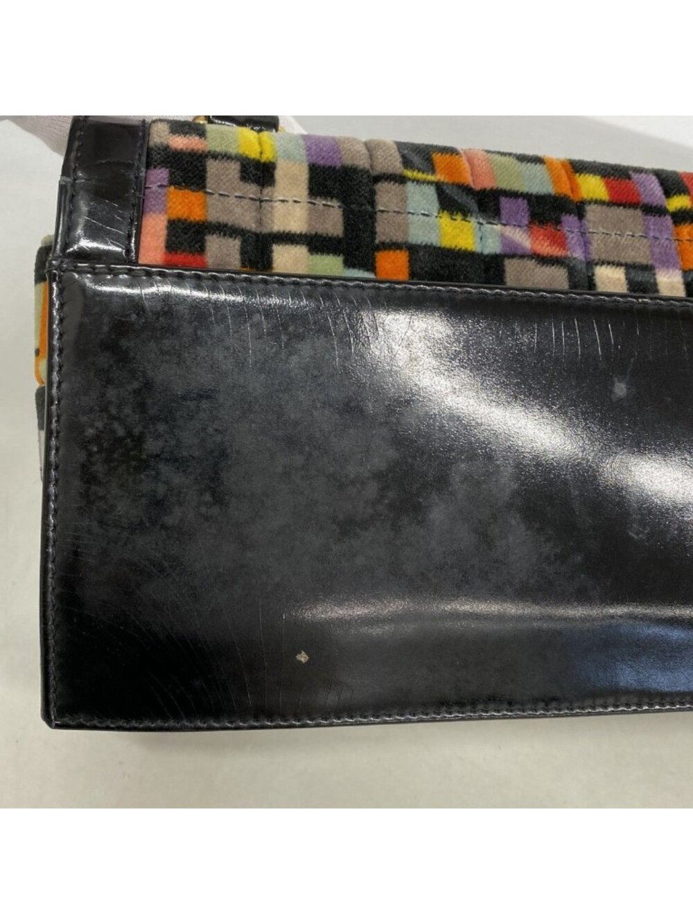 Chanel Shoulder Bag 2.55 Patent Leather Velour Multicolor Black Gold - Picture 7 of 10